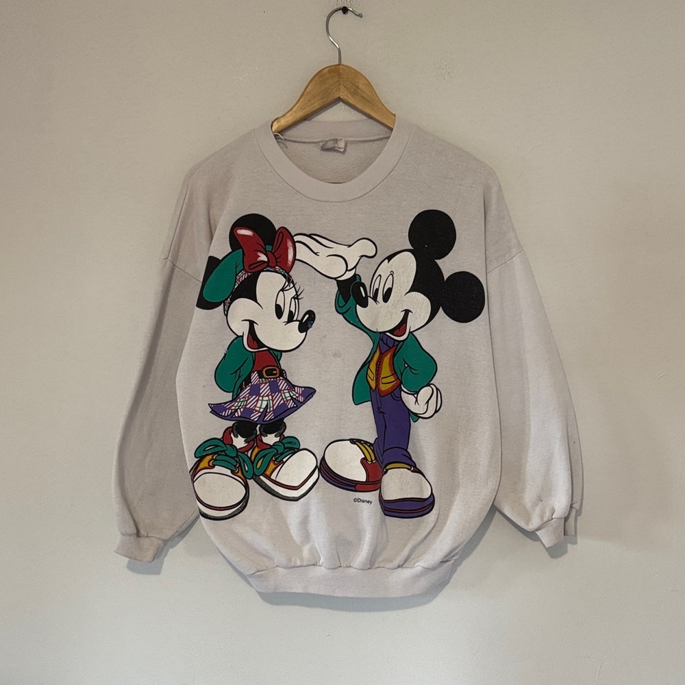 Vintage Disney Mickey Mouse Crewneck / 90s / Medium / Distressed - Paint Flaws